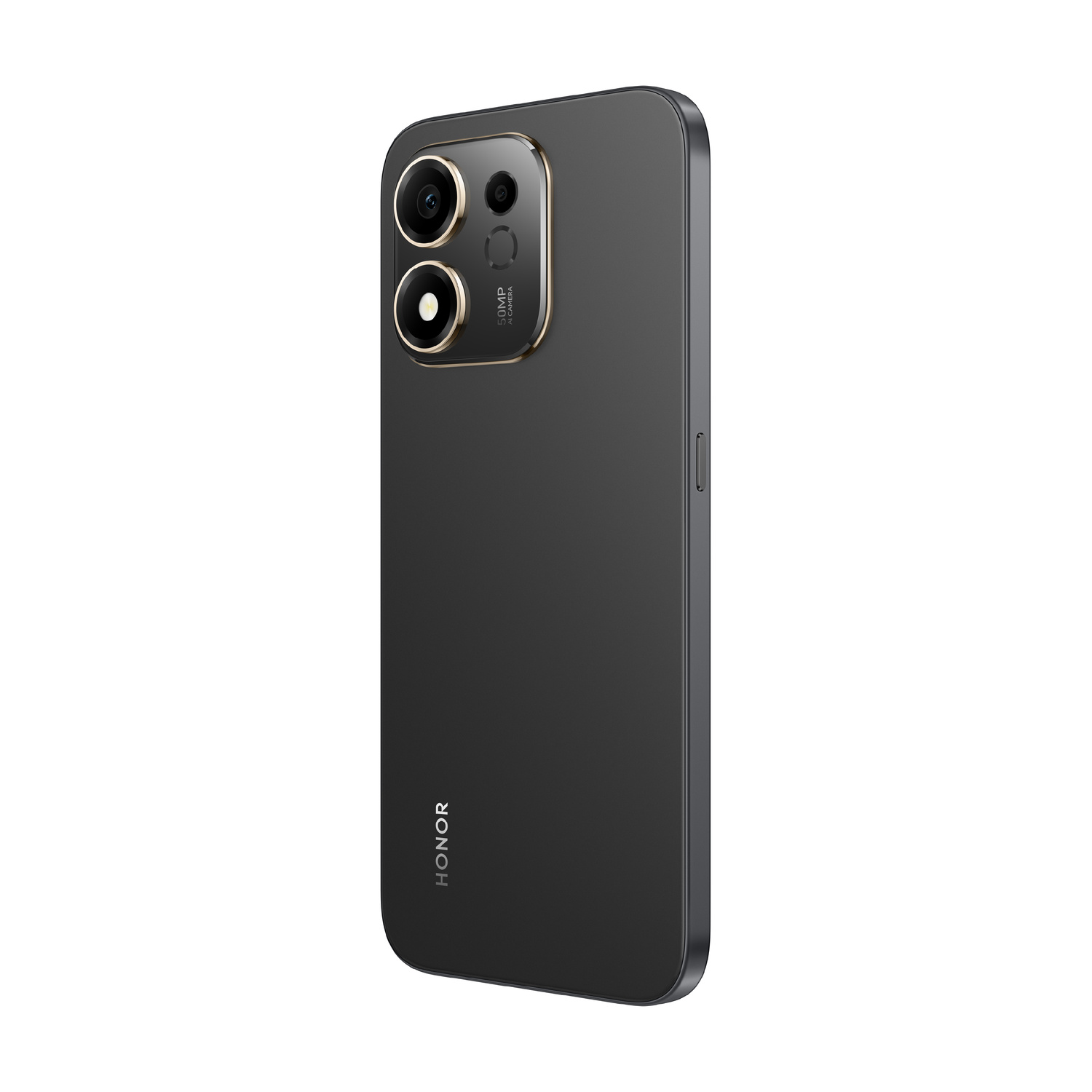 Smartphone grigio scuro con doppia fotocamera e logo HONOR sul retro.