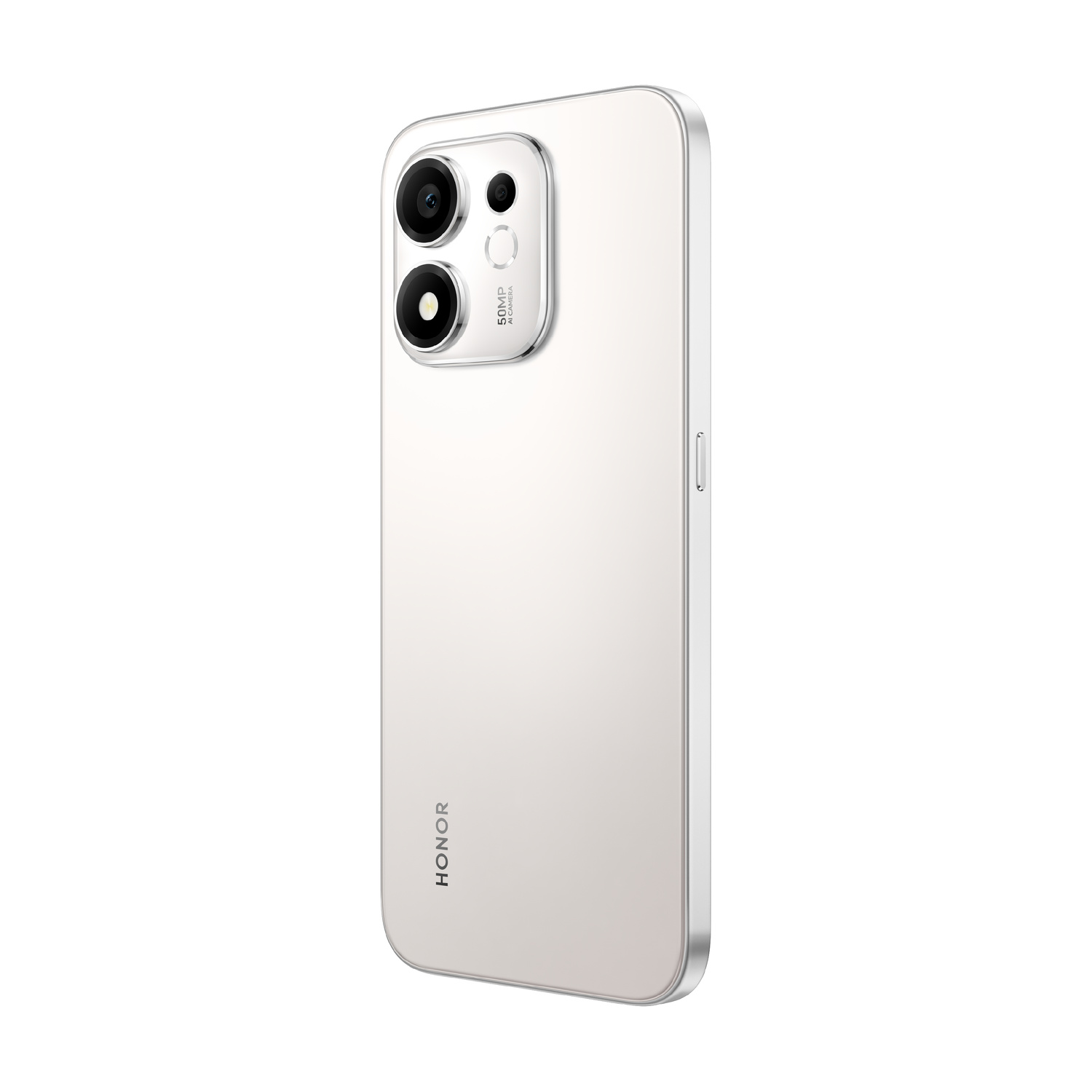 Retro di uno smartphone bianco con tre fotocamere e logo HONOR.