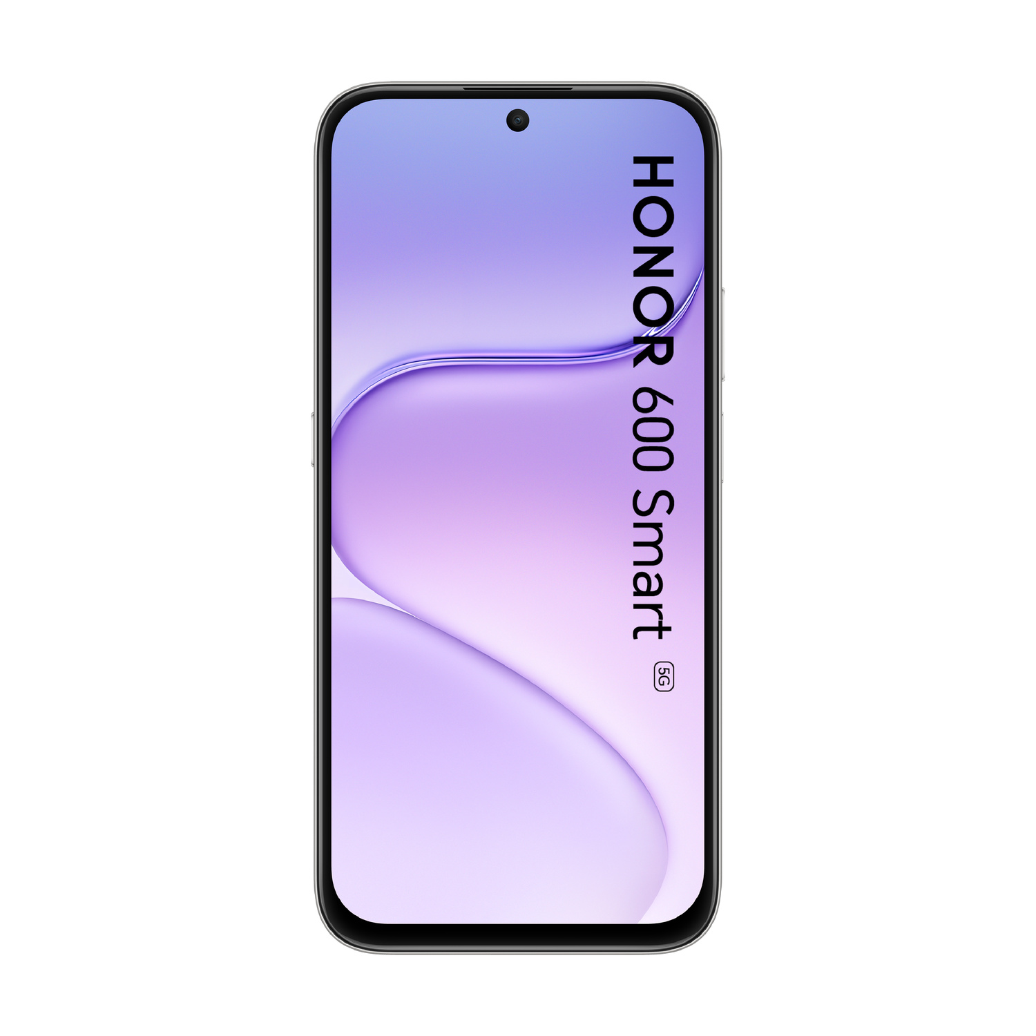Uno smartphone Honor 60 Smart 5G con motivo a onde viola sullo schermo.