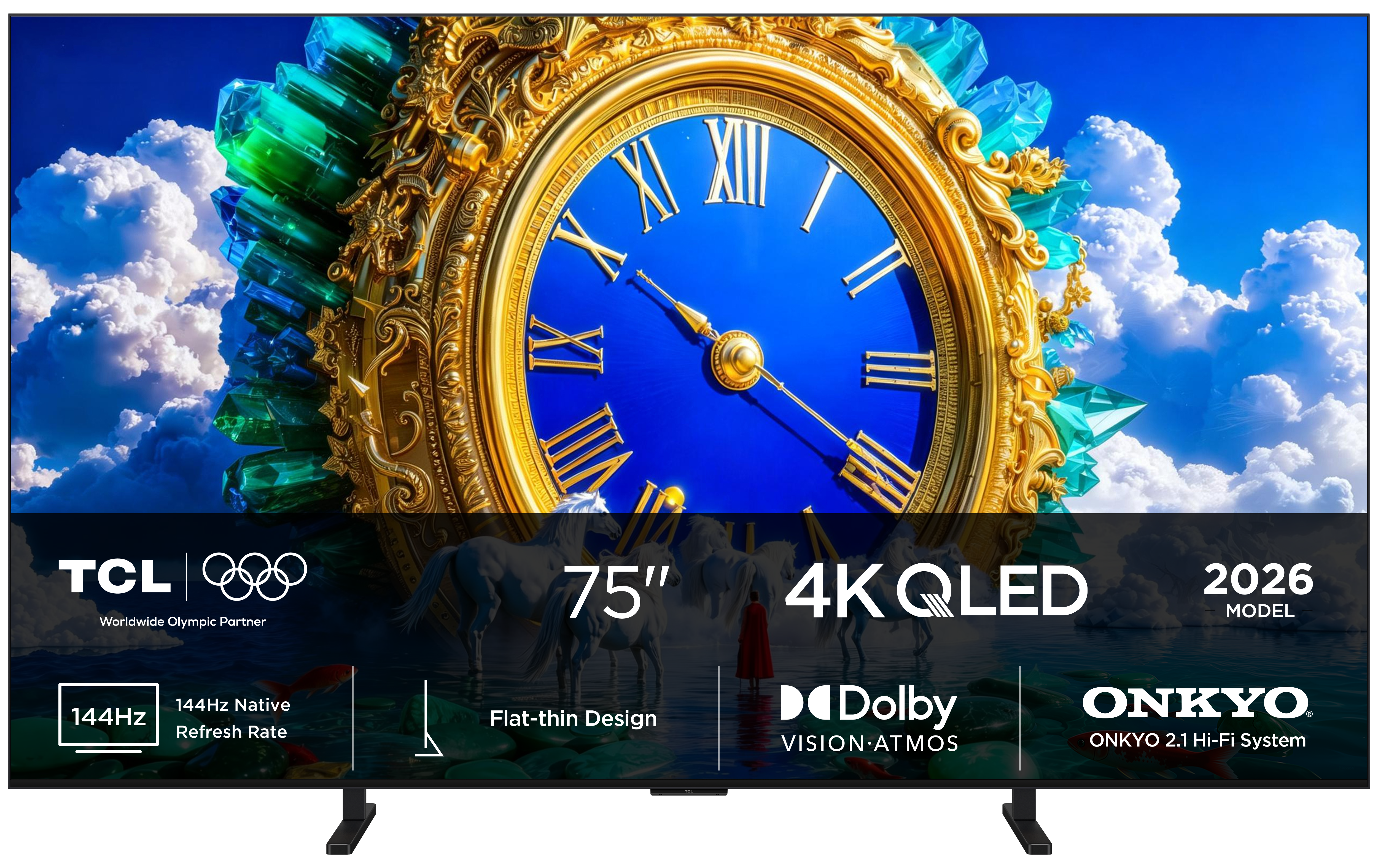Telewizor TCL 75" 4K QLED z 144Hz, Dolby Vision.