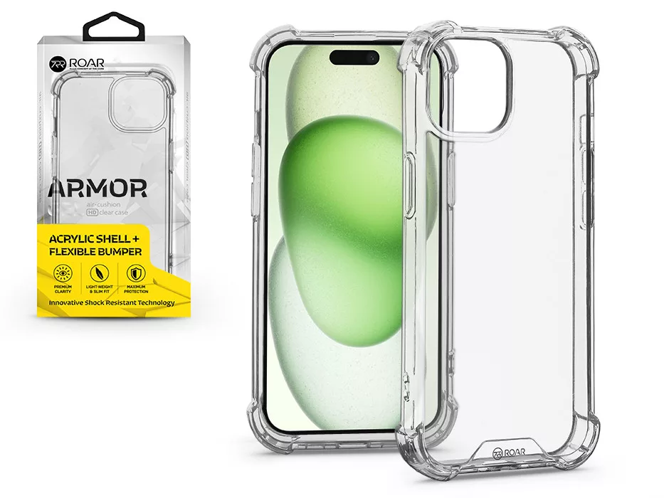 ROAR Apple iPhone 15 Plus Armor Gel szilikon ütésálló tok, átlátszó (KC247248)