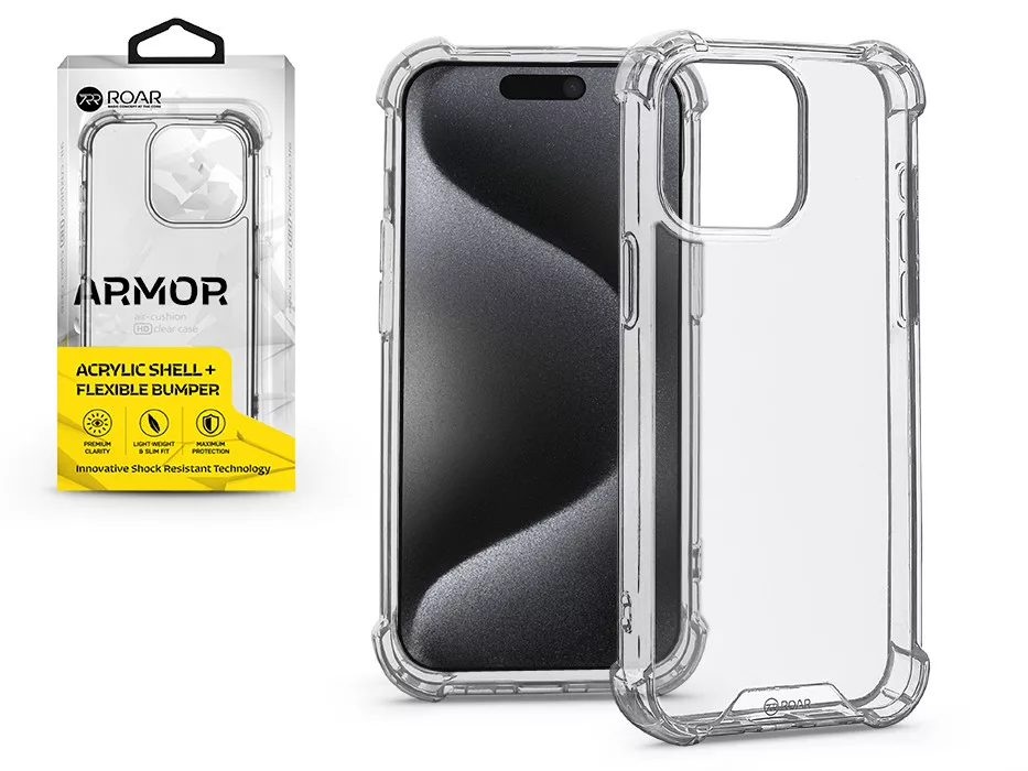 ROAR Apple iPhone 15 Pro Max Armor Gel szilikon ütésálló tok, átlátszó (KC247231)
