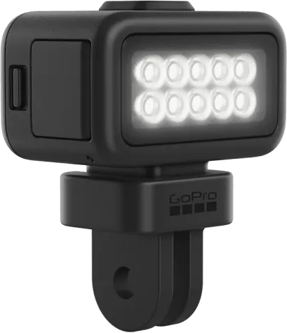 Fekete GoPro világítási modul 10 LED-del és GoPro logóval.