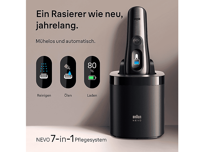 Braun Nevo 17010cc Elektrorasierer (Akkubetrieb, Graphite, Nevo Scherkopf mit AeroTouch-Rasiertechnologie) — Foto 5 von 5