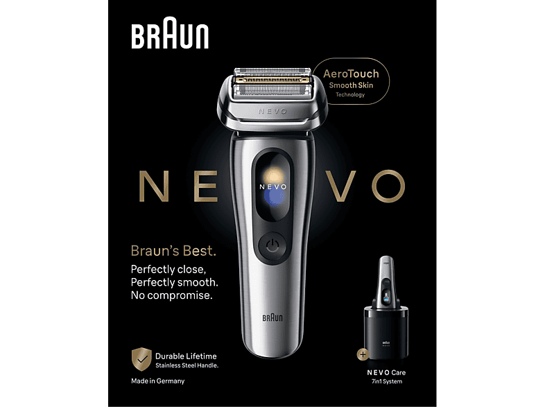 Braun Nevo 15000cc Elektrorasierer (Akkubetrieb, Silber, Nevo Scherkopf mit AeroTouch-Rasiertechnologie) — Foto 2 von 5
