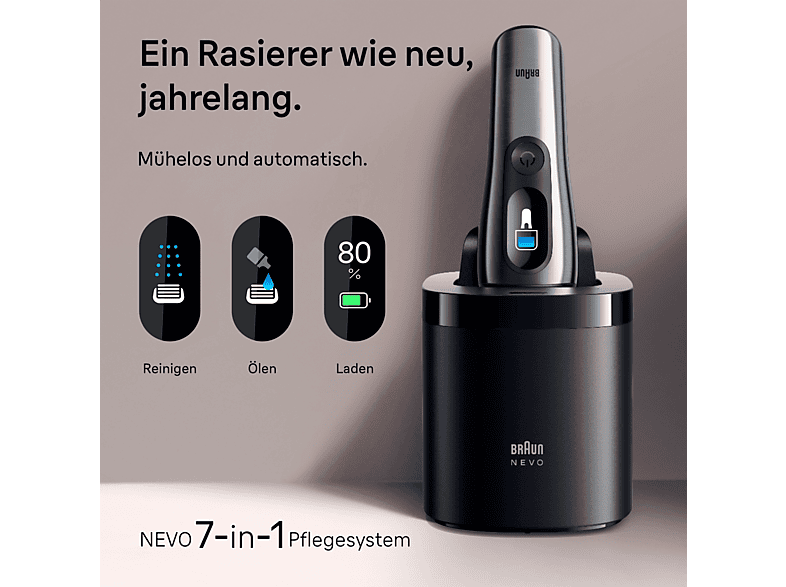 Braun Nevo 15000cc Elektrorasierer (Akkubetrieb, Silber, Nevo Scherkopf mit AeroTouch-Rasiertechnologie) — Foto 5 von 5