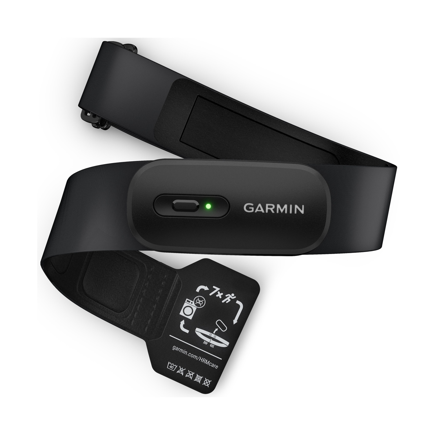 Fascia nera Garmin per cardiofrequenzimetro con luce verde.