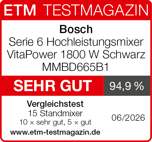 ETM Testmagazin: Bosch Serie 6 Mixer, 1800W, SEHR GUT, 94,9%