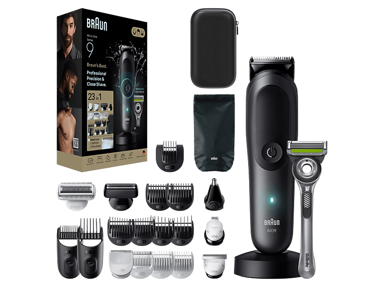 Braun AIO9560 Series 9 All-In-One Style Kit Trimmer & Rasierer, Slate Gray, Akkubetrieb