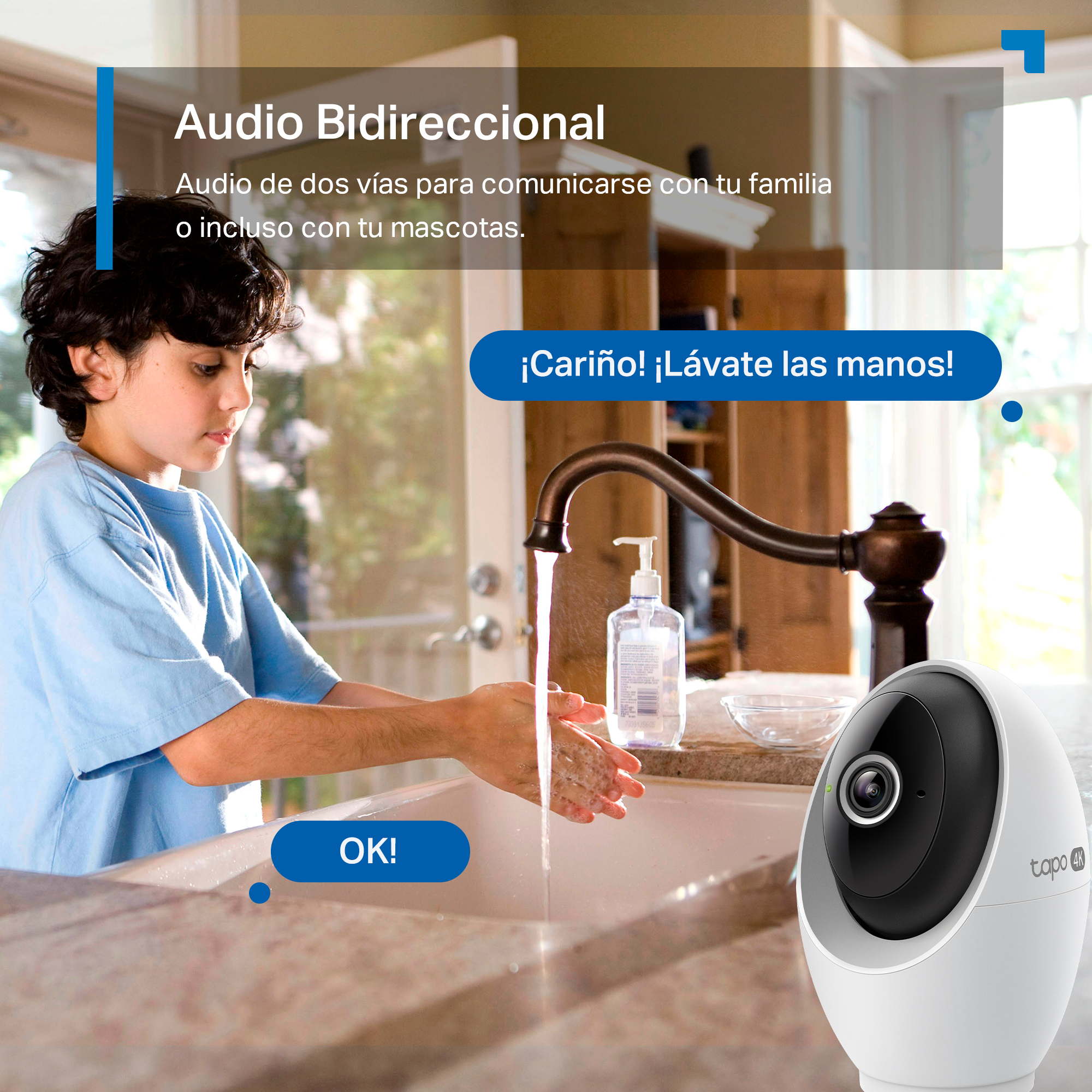 Audio Bidireccional. Audio de dos vías para comunicarse con tu familia o incluso con tus mascotas.