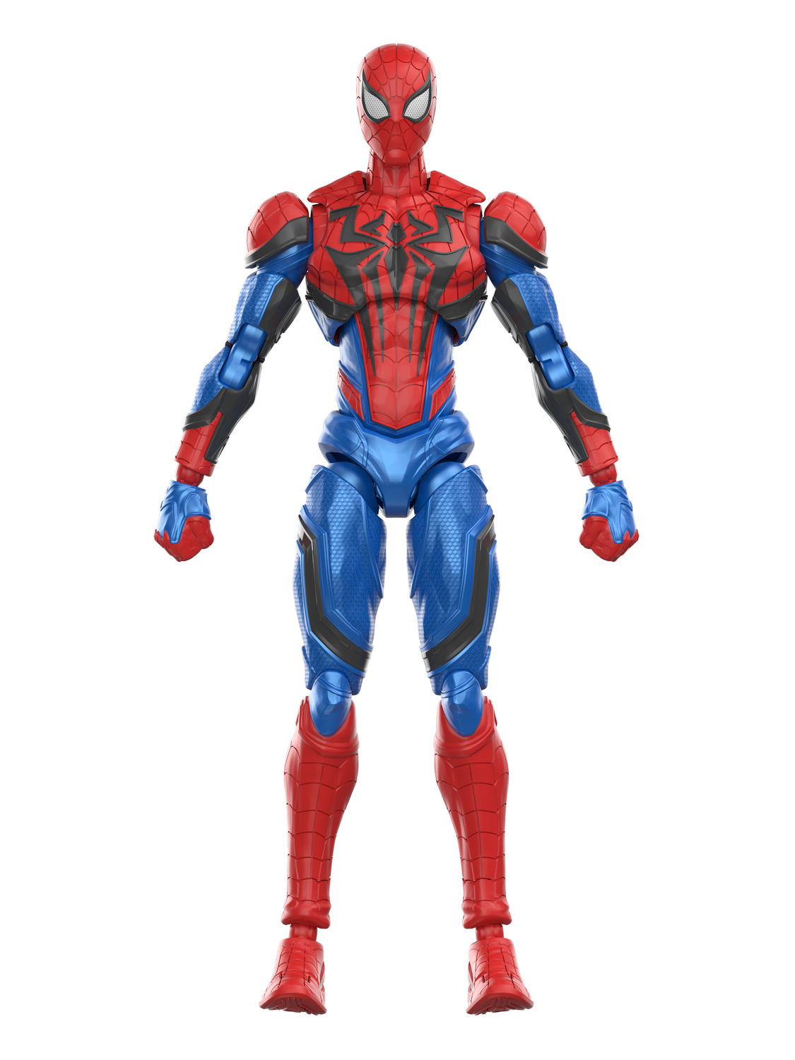 Figura de Spider-Man con traje rojo y azul, con emblema de araña.