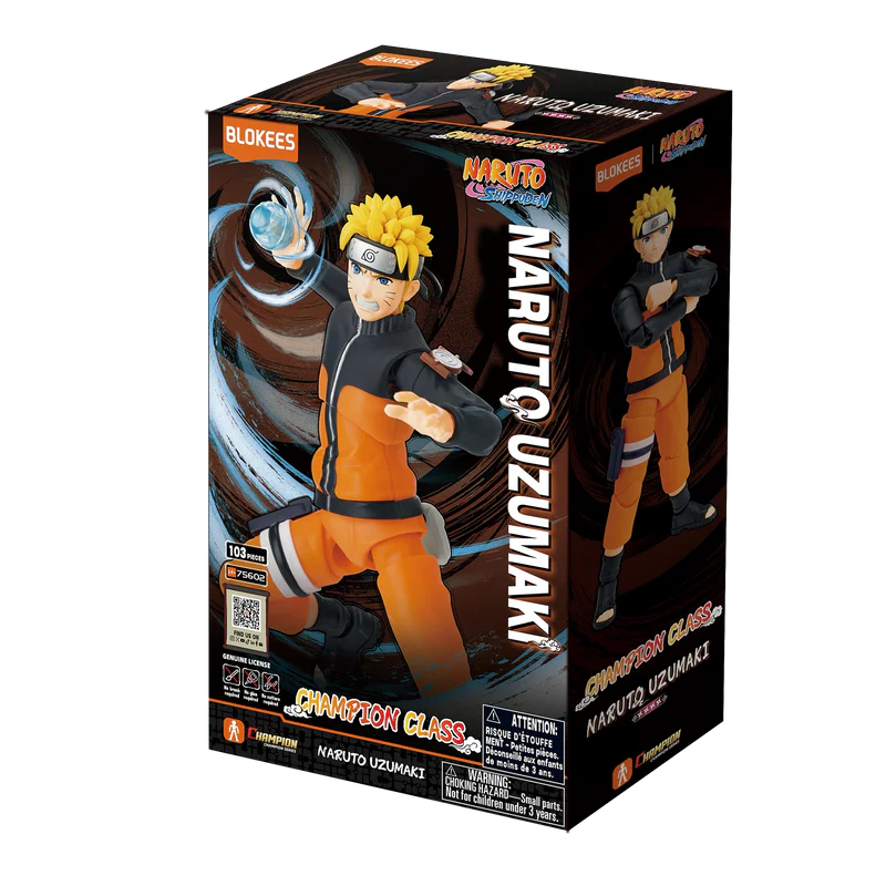 Caja de figura Naruto Uzumaki Champion Class, con Naruto sosteniendo una esfera azul.