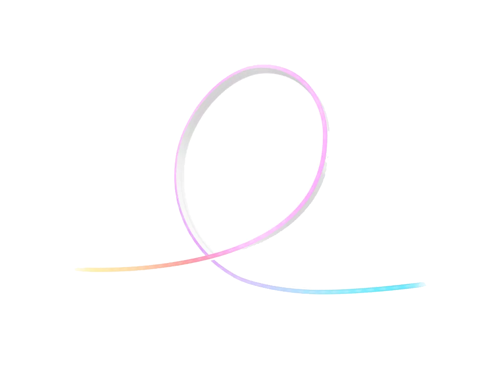 Un bucle en colores rosa, amarillo y azul sobre fondo negro.