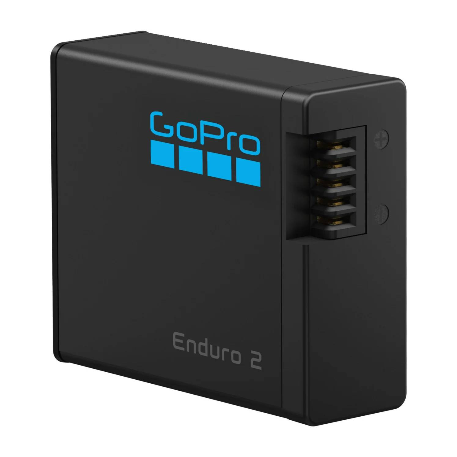 Batería negra GoPro Enduro 2 con logo azul y conectores.