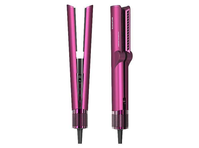 Plancha Secador - Taurus Slimlook Duo, 1200 W, 4 temperaturas, 2 velocidades, Iónico, Pantalla LCD, Cabello húmedo y seco, Autolimpieza, Fucsia