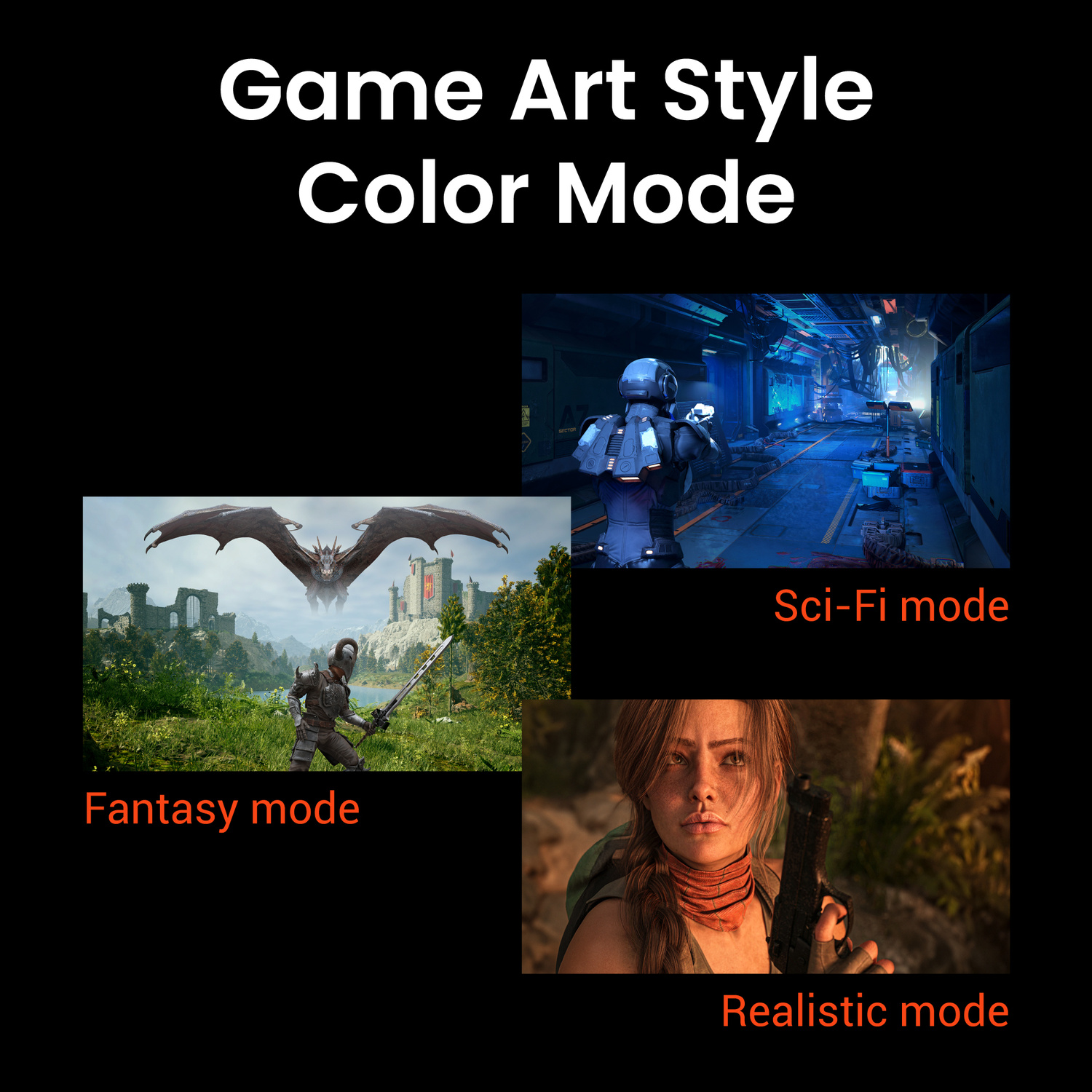 Stile artistico di gioco: modalità fantasy, sci-fi e realistiche.