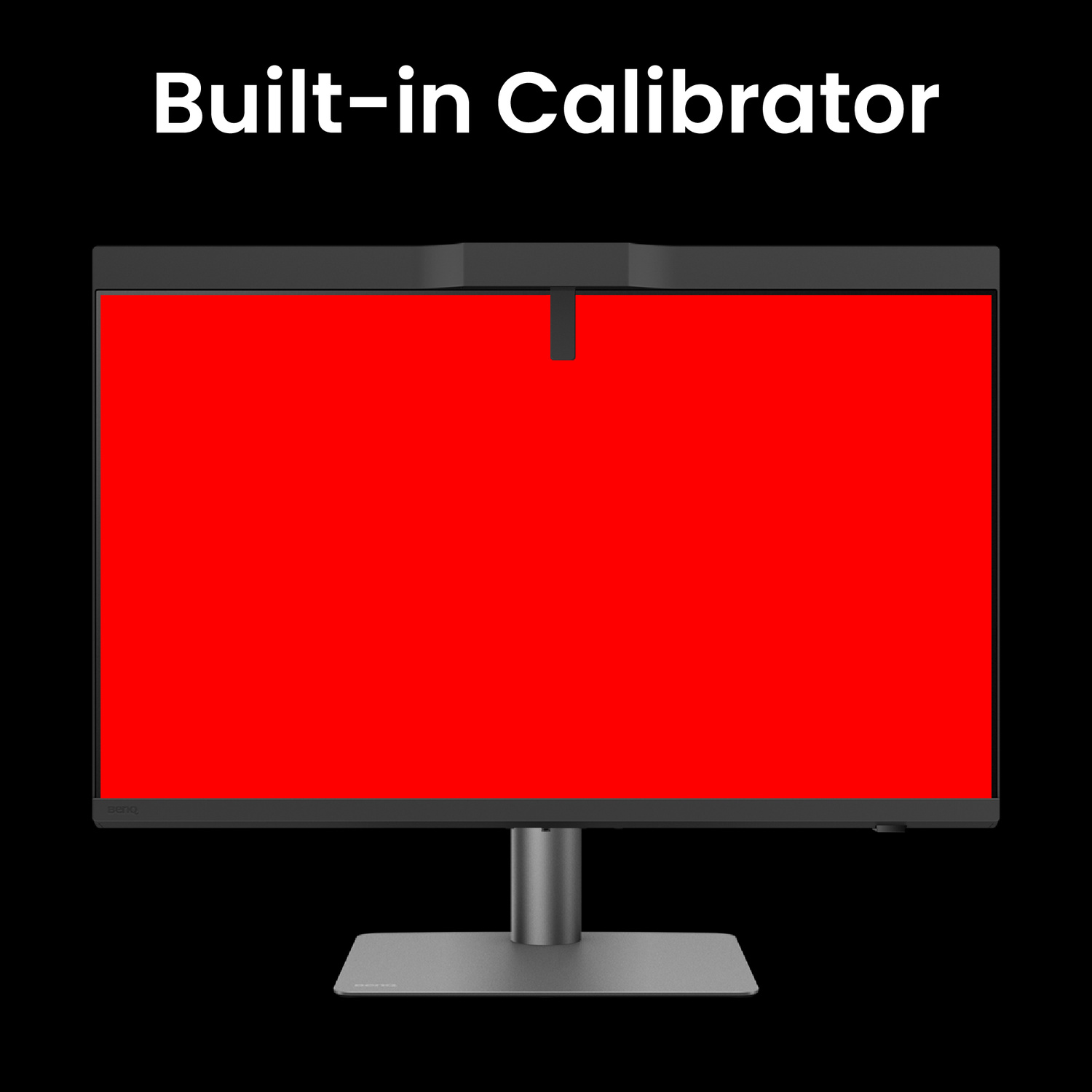 Un monitor con schermo rosso fisso e la scritta "Calibratore integrato".