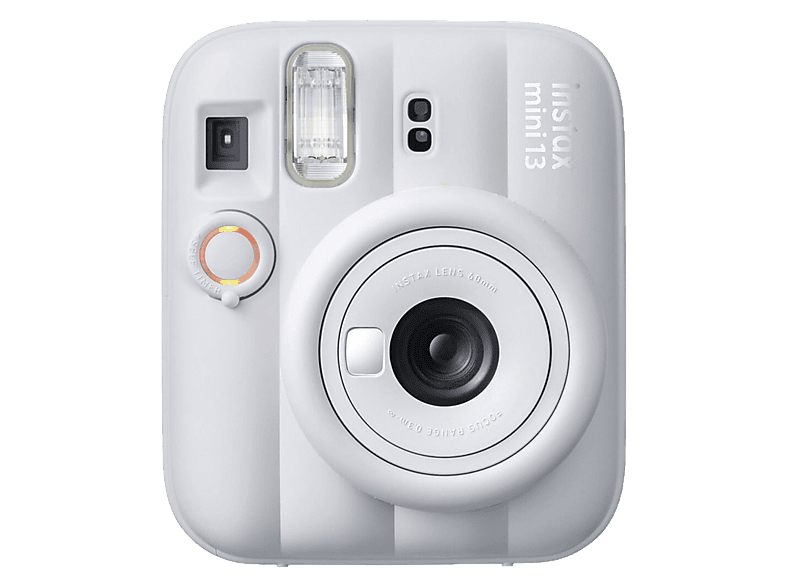 Cámara instantánea – Fujifilm Instax Mini 13, 86 mm x 54 mm, Flash Automático, Espejo para selfie, Blanco arcilla