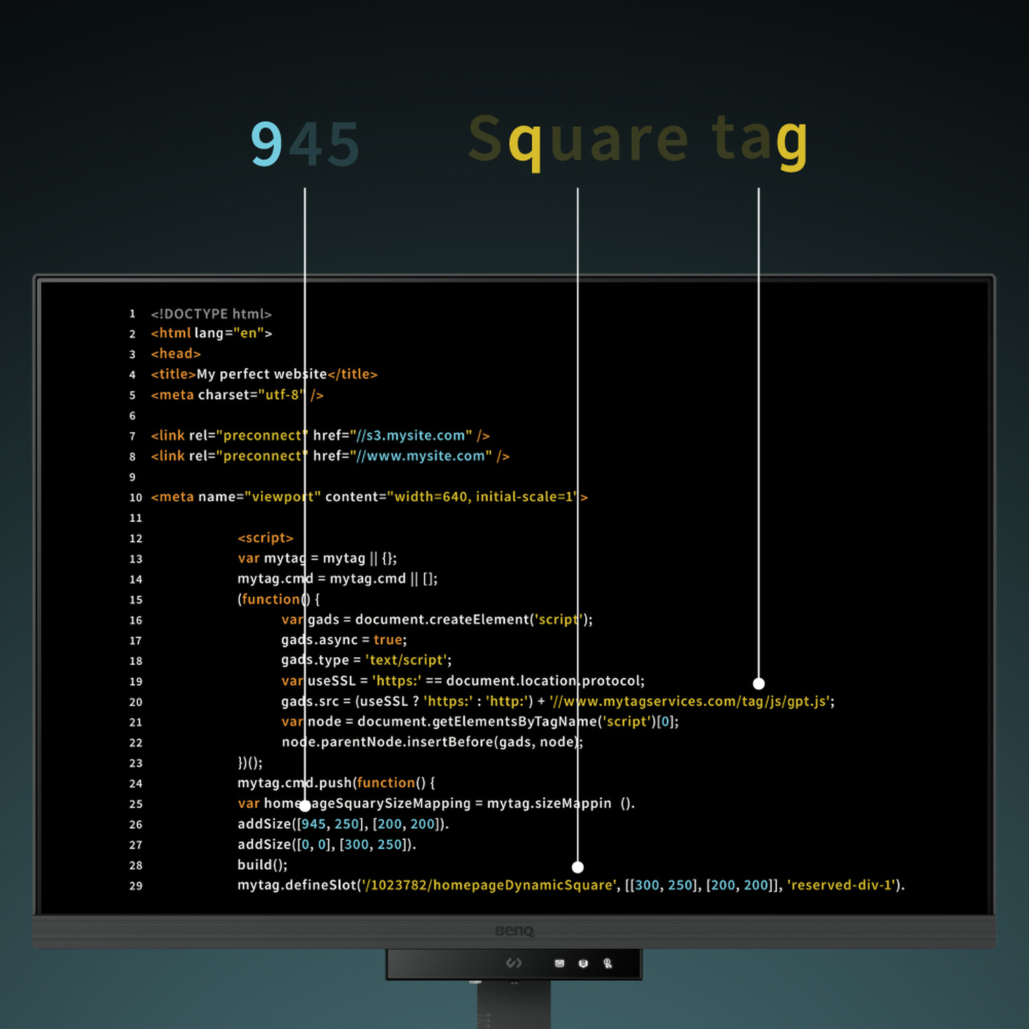 Schermo del computer mostra codice HTML con numeri e testo 