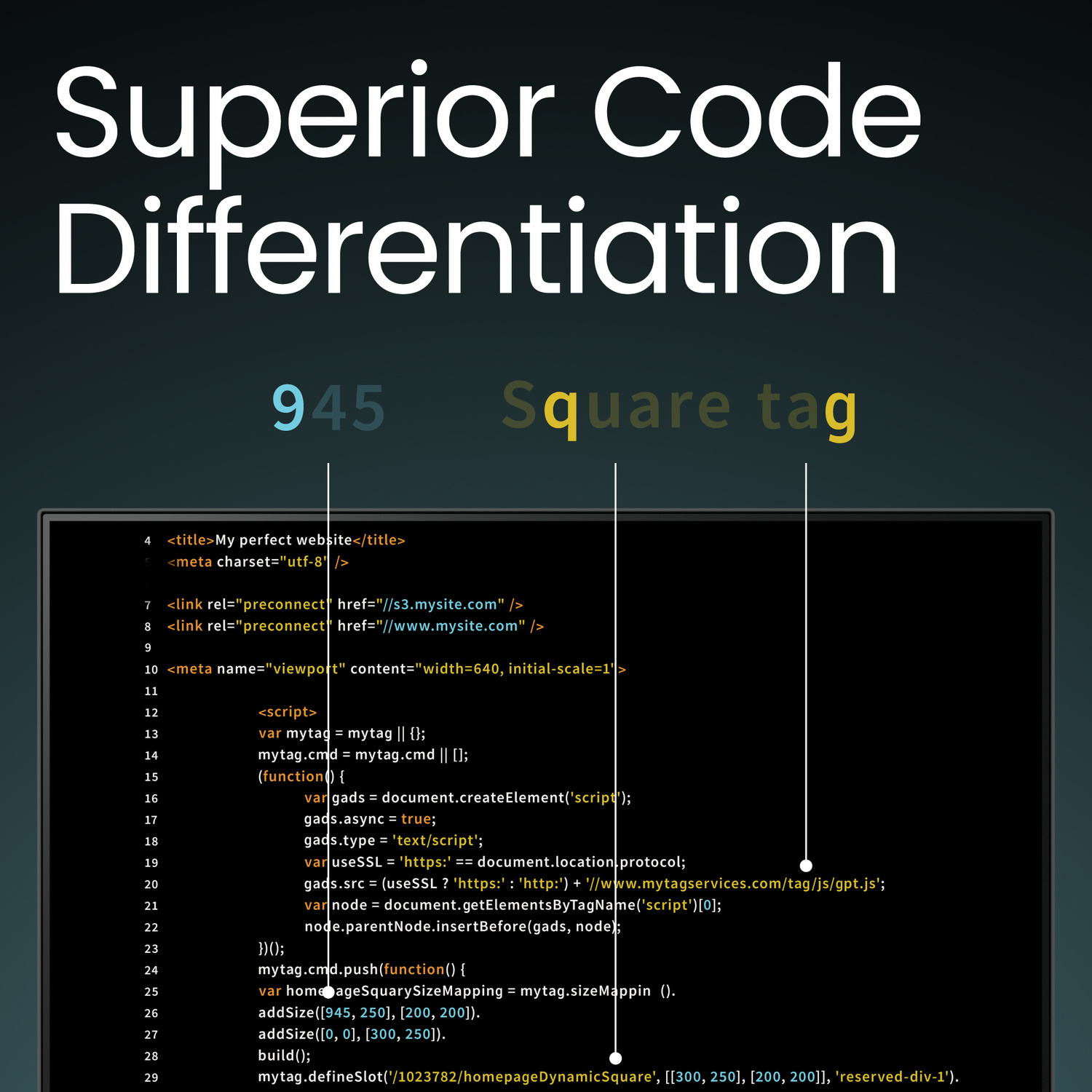 Frammento di codice con titolo Superior Code Differentiation.