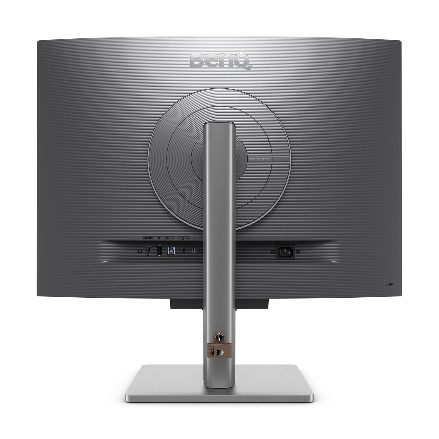 Retro di un monitor con porte come HDMI, USB e alimentazione.