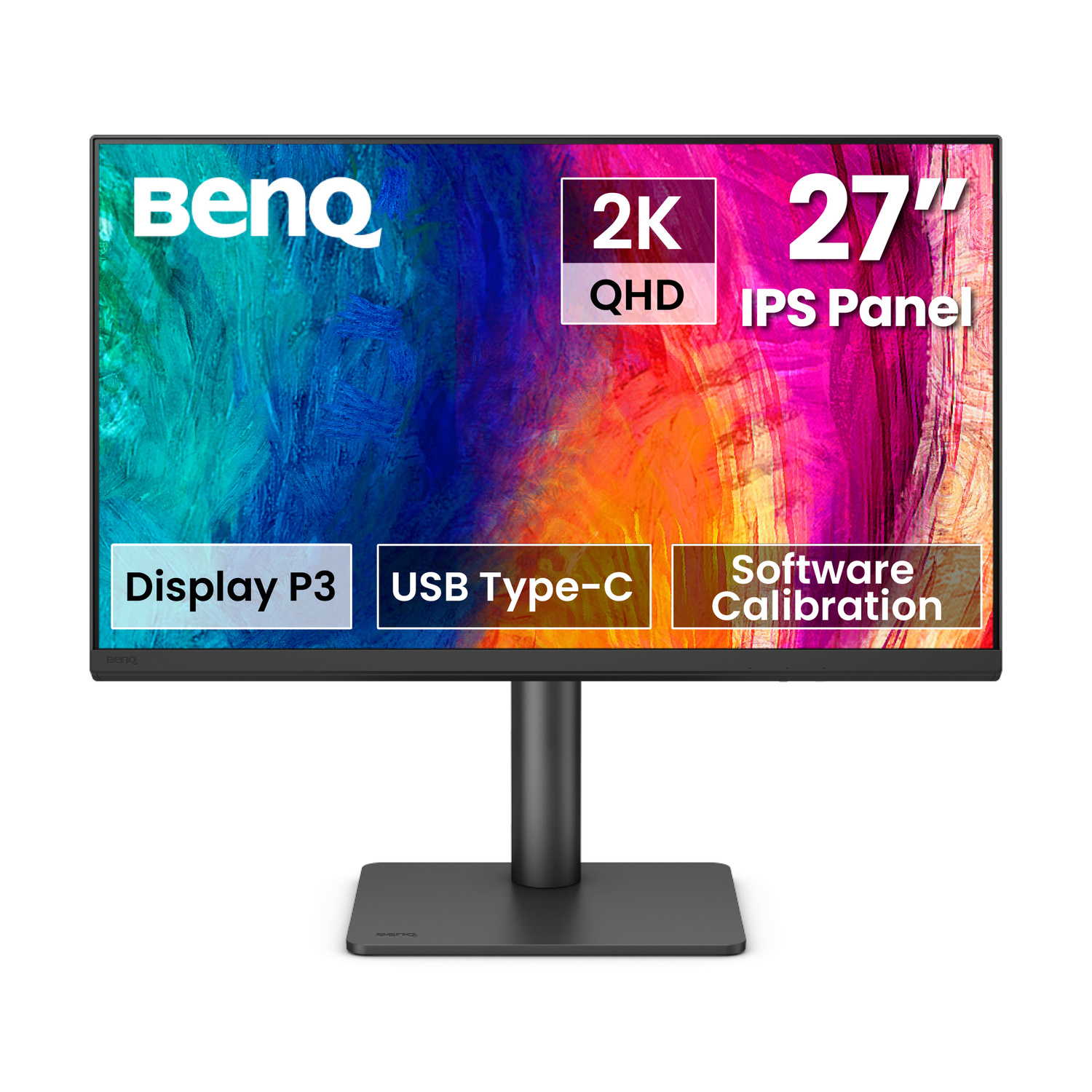 Un monitor BenQ 27 pollici 2K QHD IPS con Display P3, USB-C e Calibrazione software.