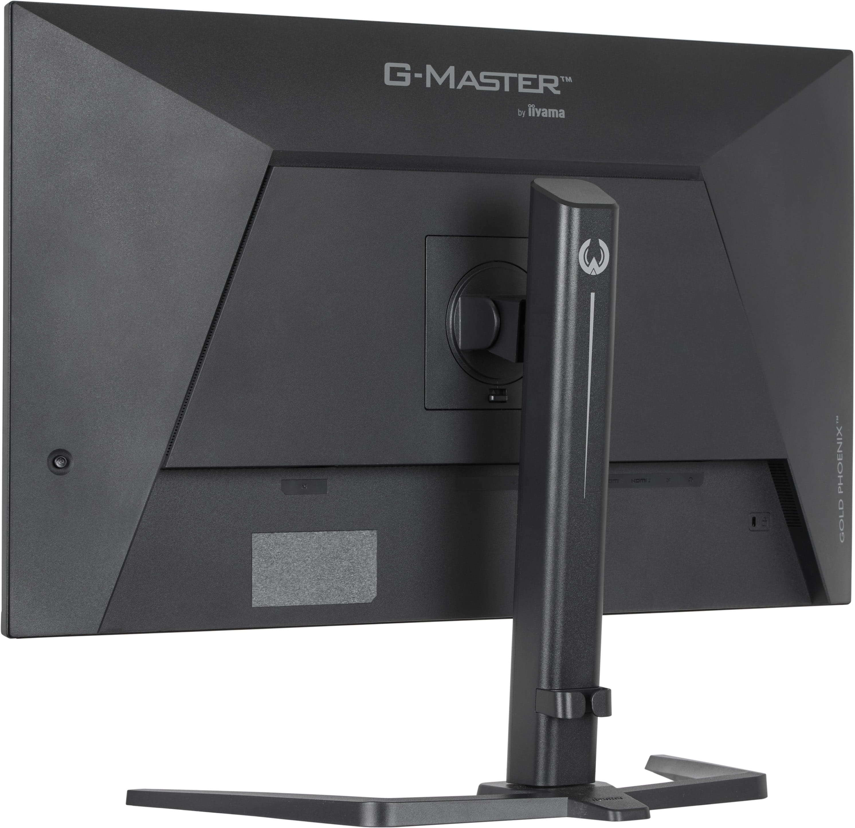 Tył czarnego monitora z logo G-MASTER i podstawką.