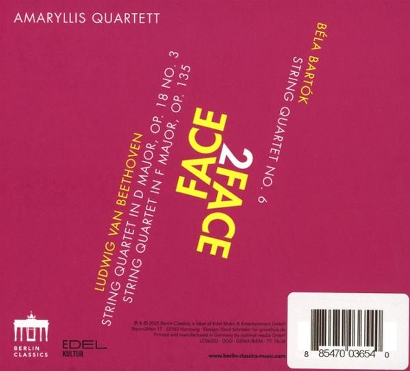 CD-Cover mit Text: Amaryllis Quartett, Ludwig van Beethoven, Béla Bartók.