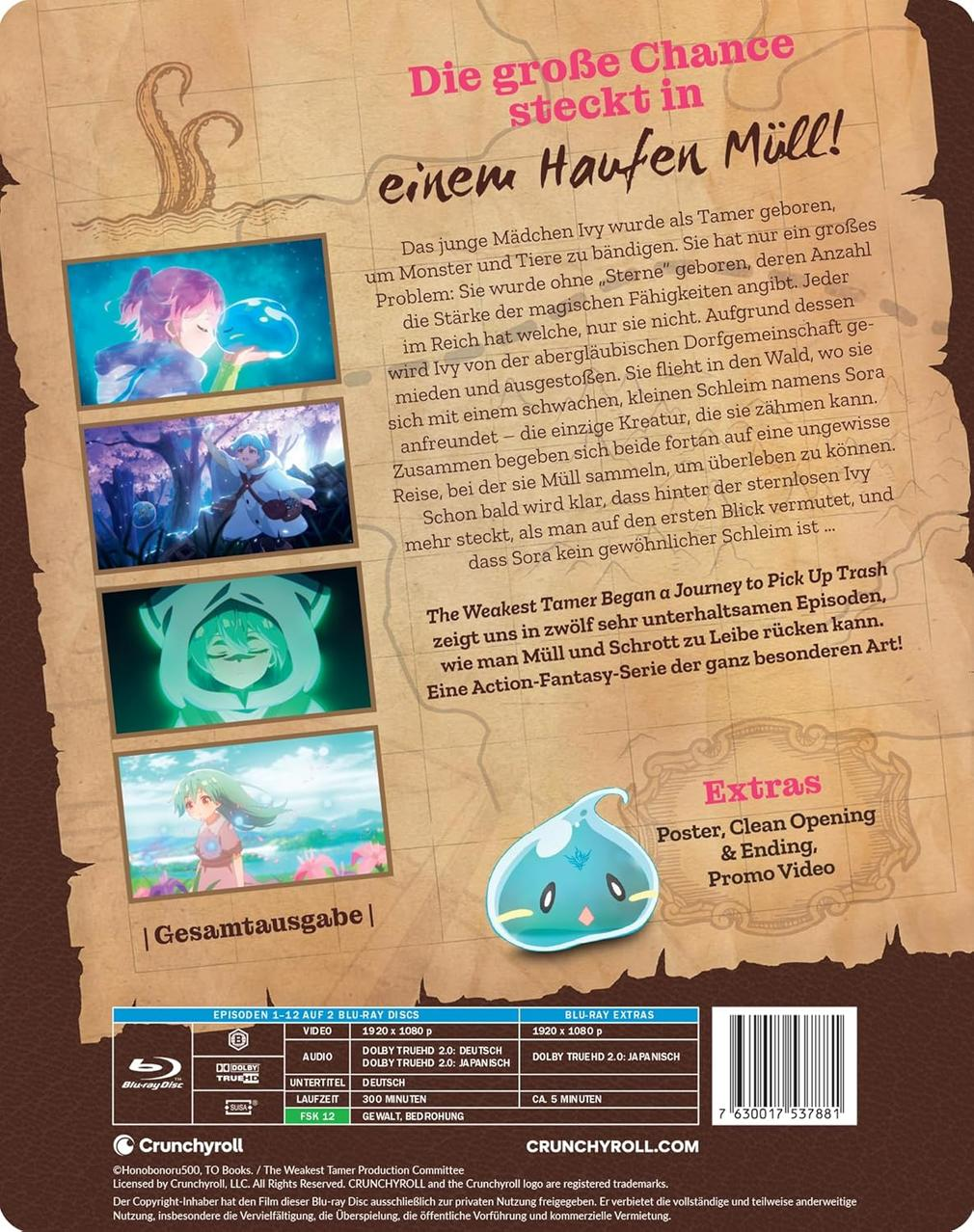 Anime Blu-ray Cover: Mädchen mit Schleim, Titel "Die große Chance steckt in einem Haufen Müll!".