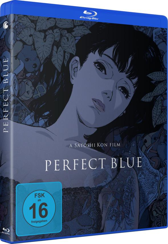Blu-ray Hülle von Perfect Blue mit anime art von einer jungen Frau, FSK 16 Siegel.