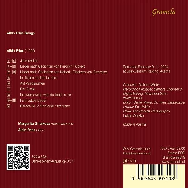 Album-Cover mit Titel, Trackliste, Künstlern und Produktionsdetails auf rotem Hintergrund.