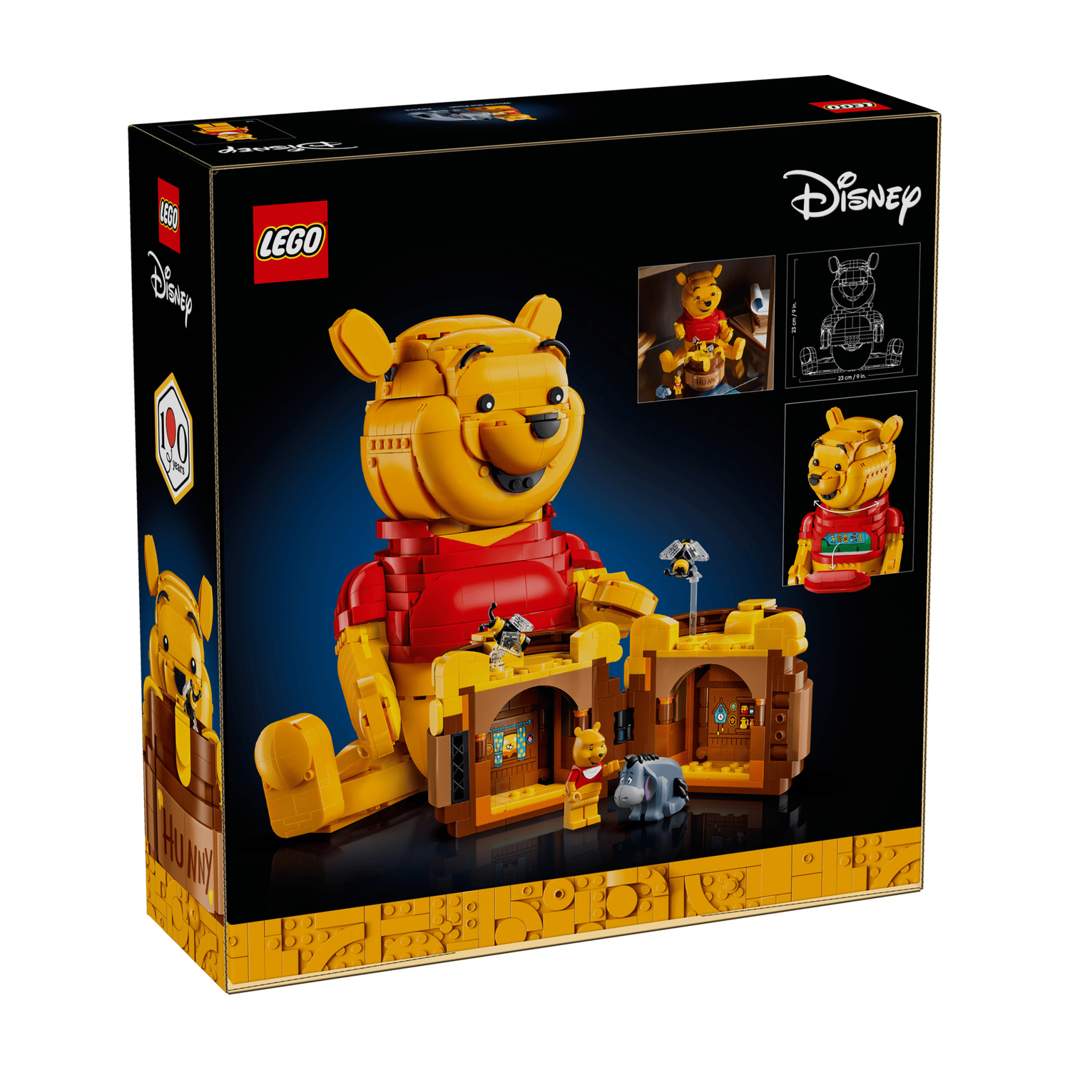 Scatola Lego con set Winnie the Pooh, mostra un Pooh e una casa costruibili.