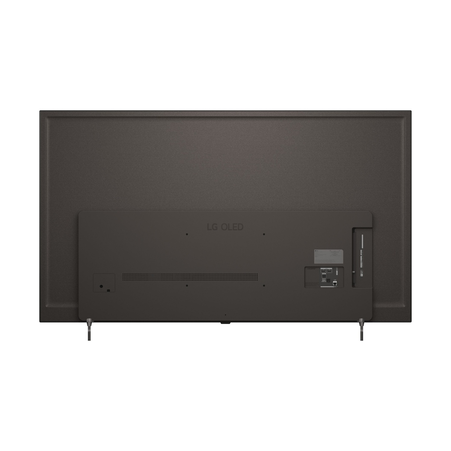Retro di un TV LG OLED con porte e griglie di ventilazione.