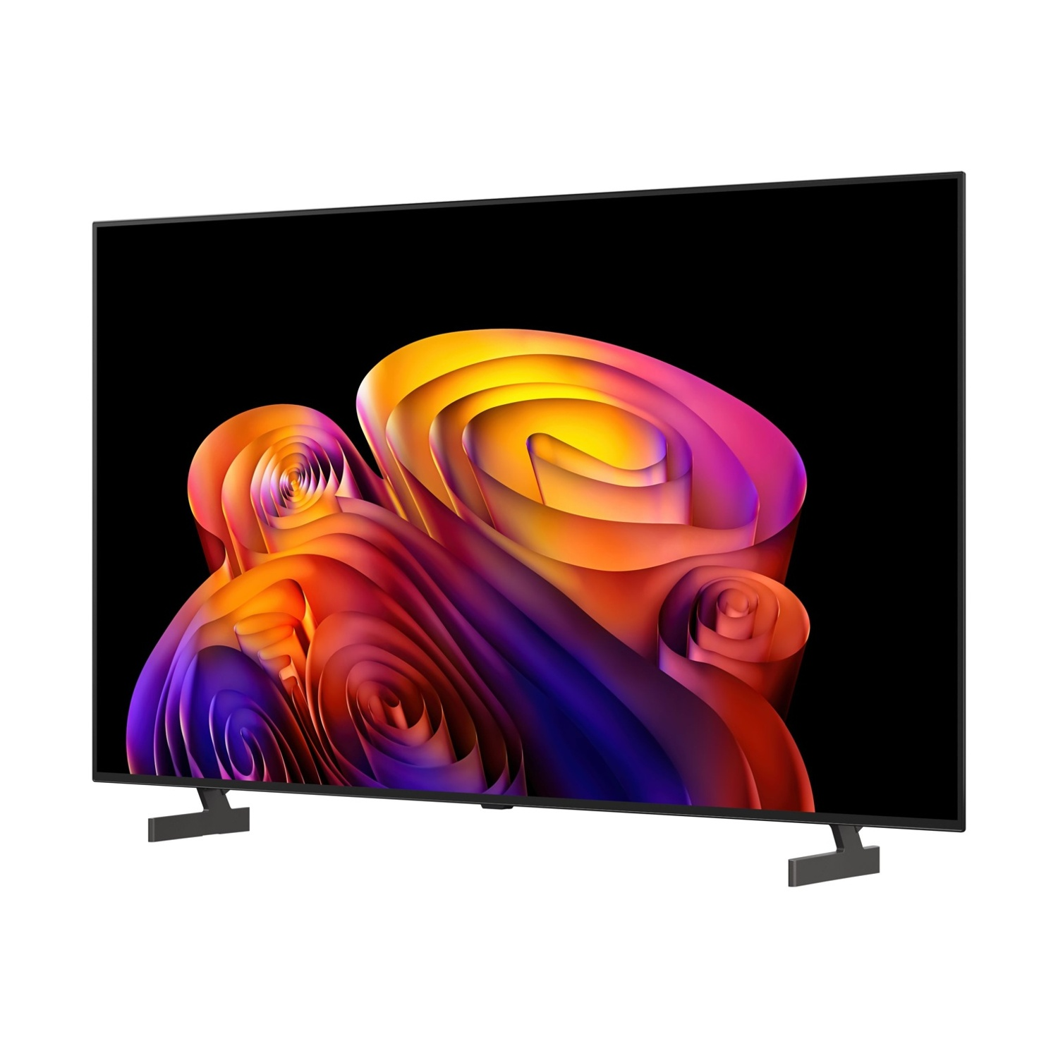 Un televisore moderno con un'immagine astratta e colorata sullo schermo.