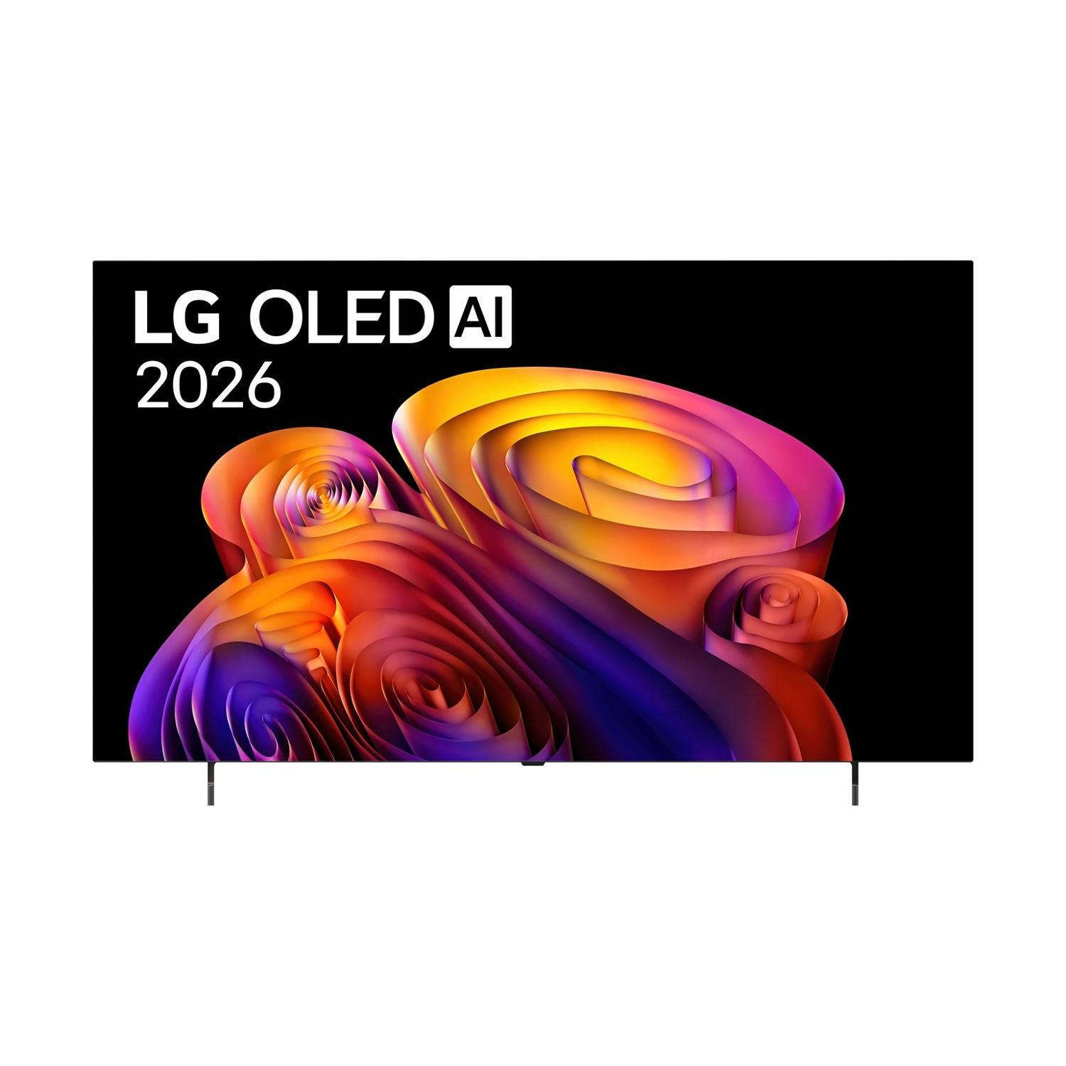 TV LG OLED AI 2026 mostra un motivo astratto e colorato.