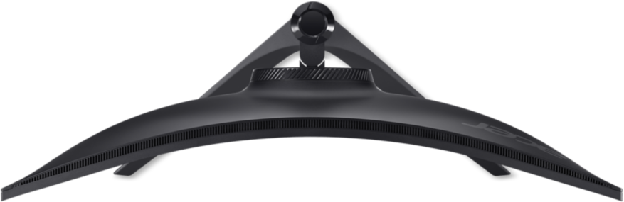 Arrière d'un moniteur incurvé noir avec logo Acer et fentes de ventilation.