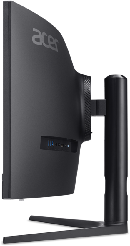 Arrière d'un moniteur Acer noir avec ports et un pied. Logo Acer visible.