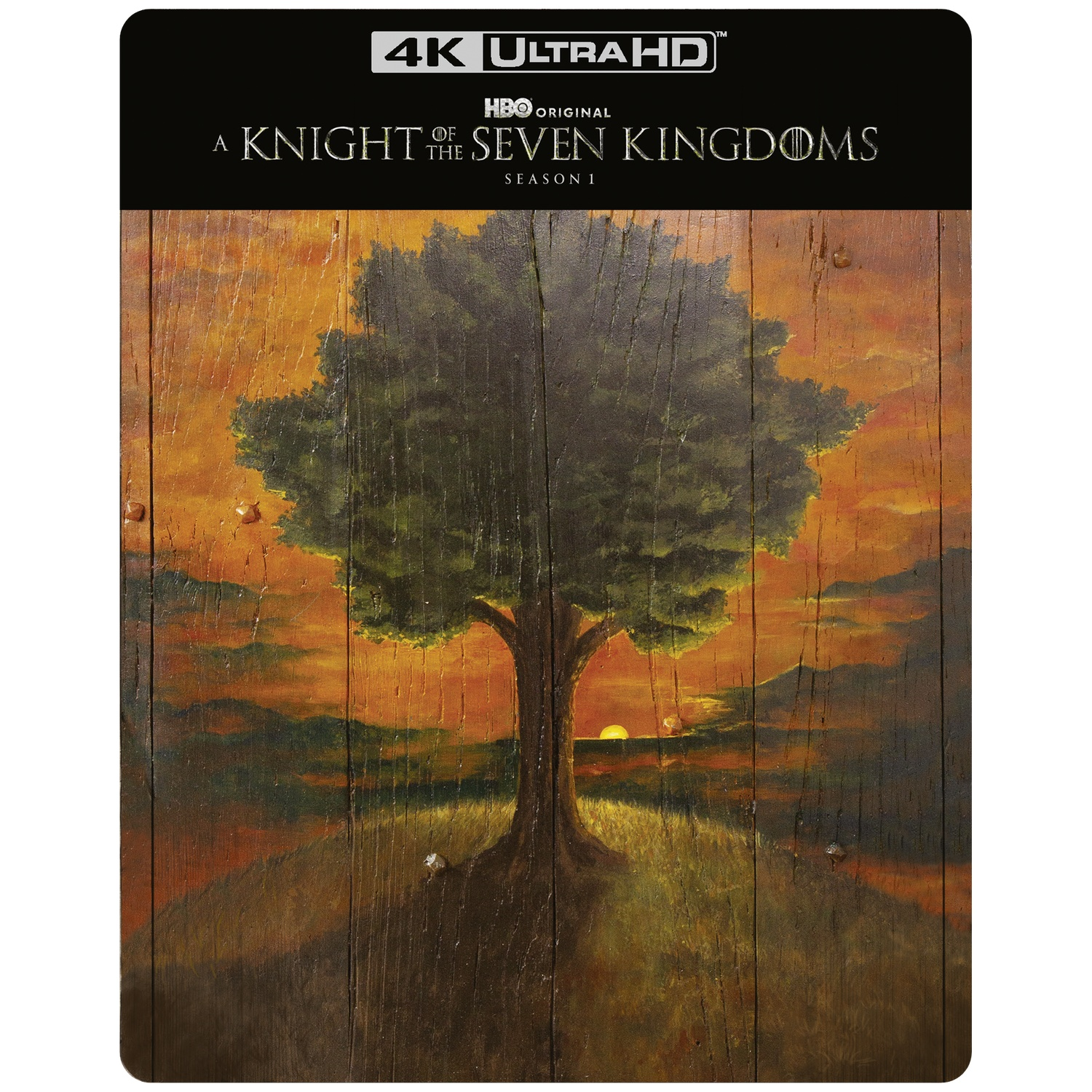 4K Ultra HD. A Knight of the Seven Kingdoms. Saison 1. Fond en bois, arbre, coucher de soleil.