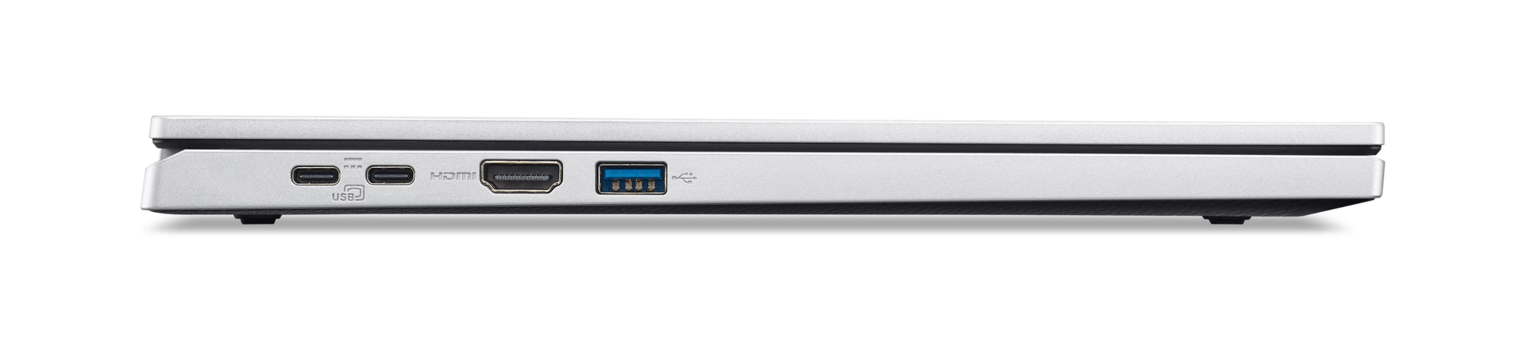 Zilver apparaat met USB-C, HDMI en USB-A poorten.