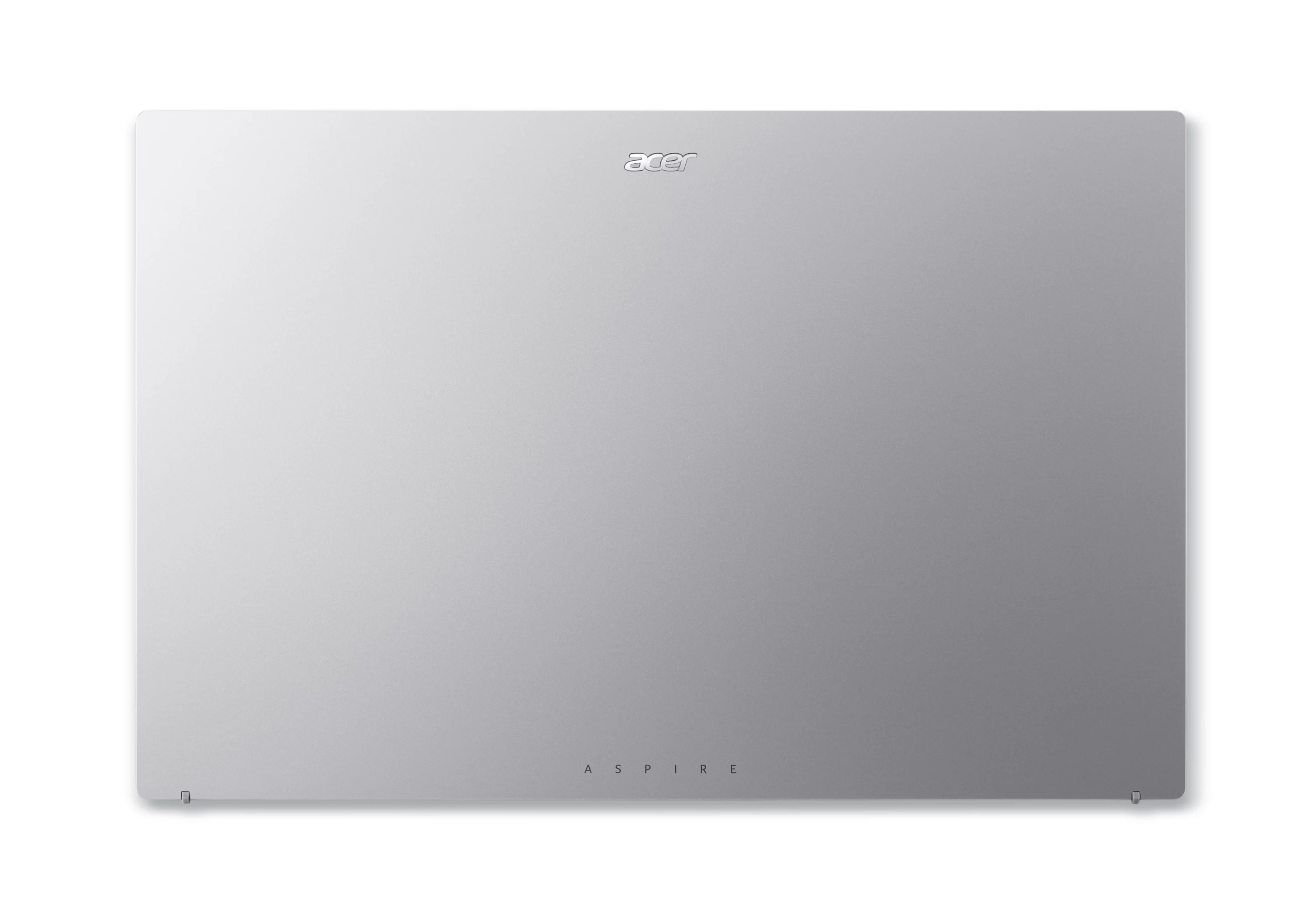 Gesloten zilveren laptop met Acer-logo bovenaan en 'Aspire' onderaan.