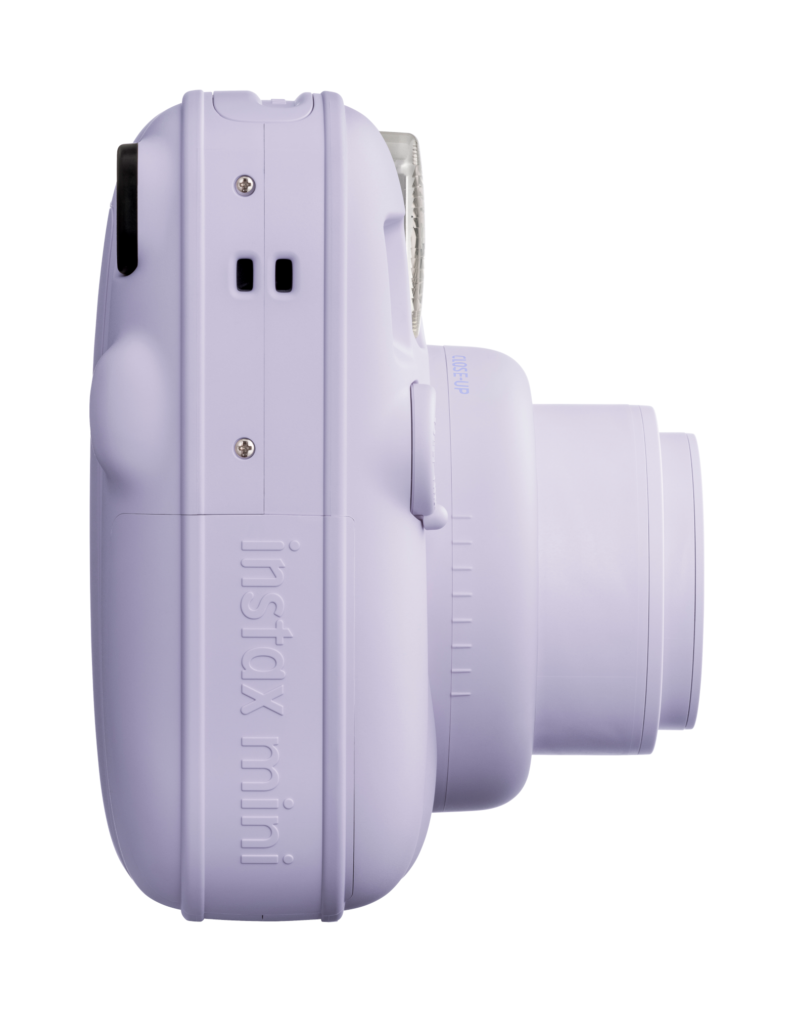 Egy lila azonnali fényképezőgép Instax mini felirattal.