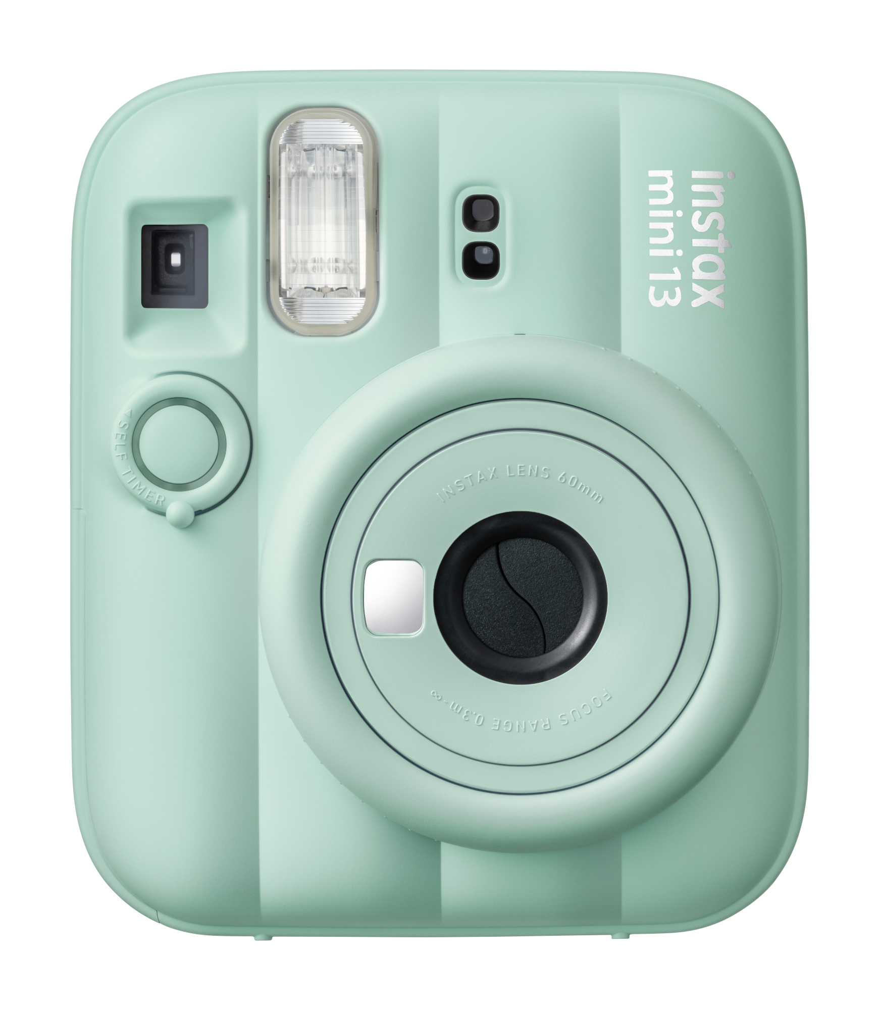 Mentazöld azonnali fényképezőgép Instax 60mm lencsével és önkioldóval.