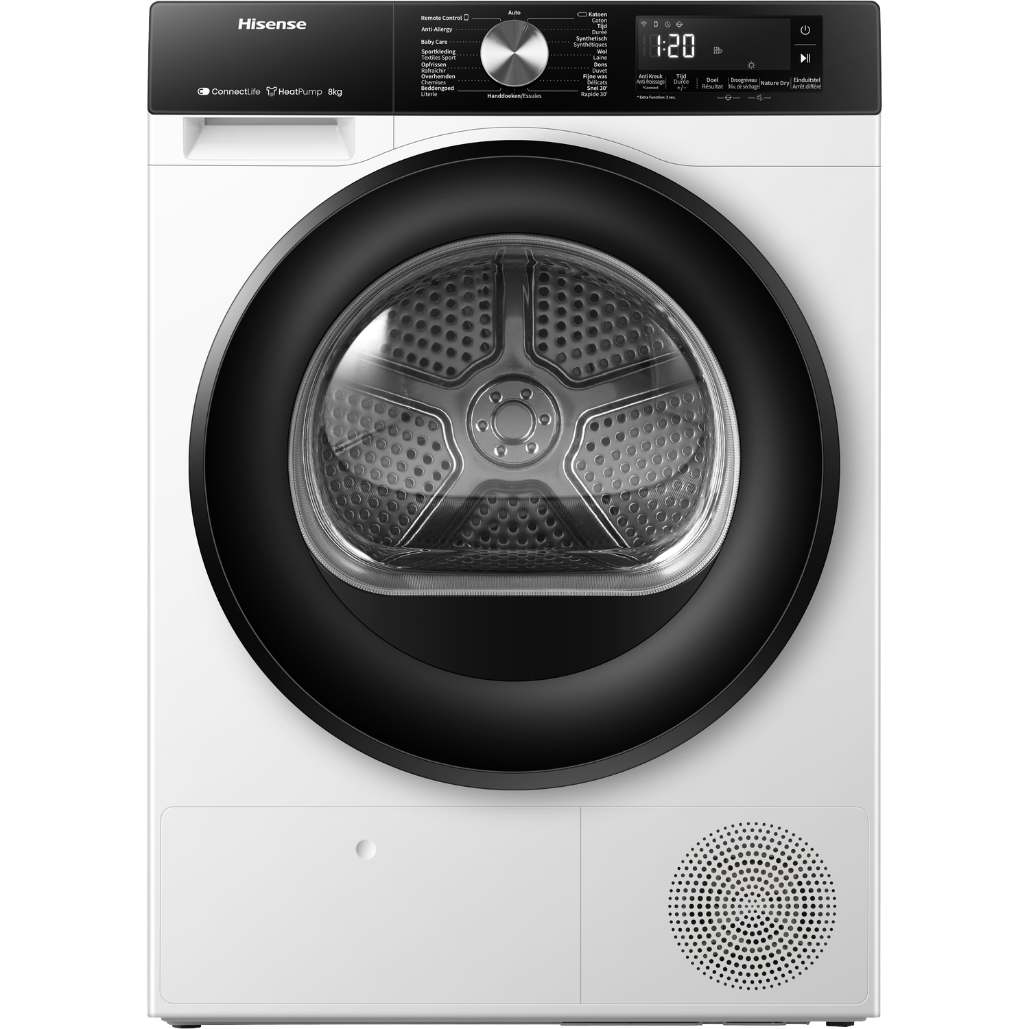 HISENSE DH3S802BW3 - Warmtepompdroger - 8 kg - 64 dB - Energielabel C