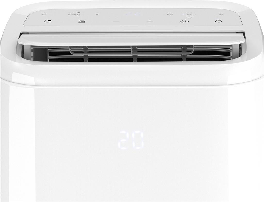 Un deumidificatore bianco con display digitale 20 e pulsanti di controllo.