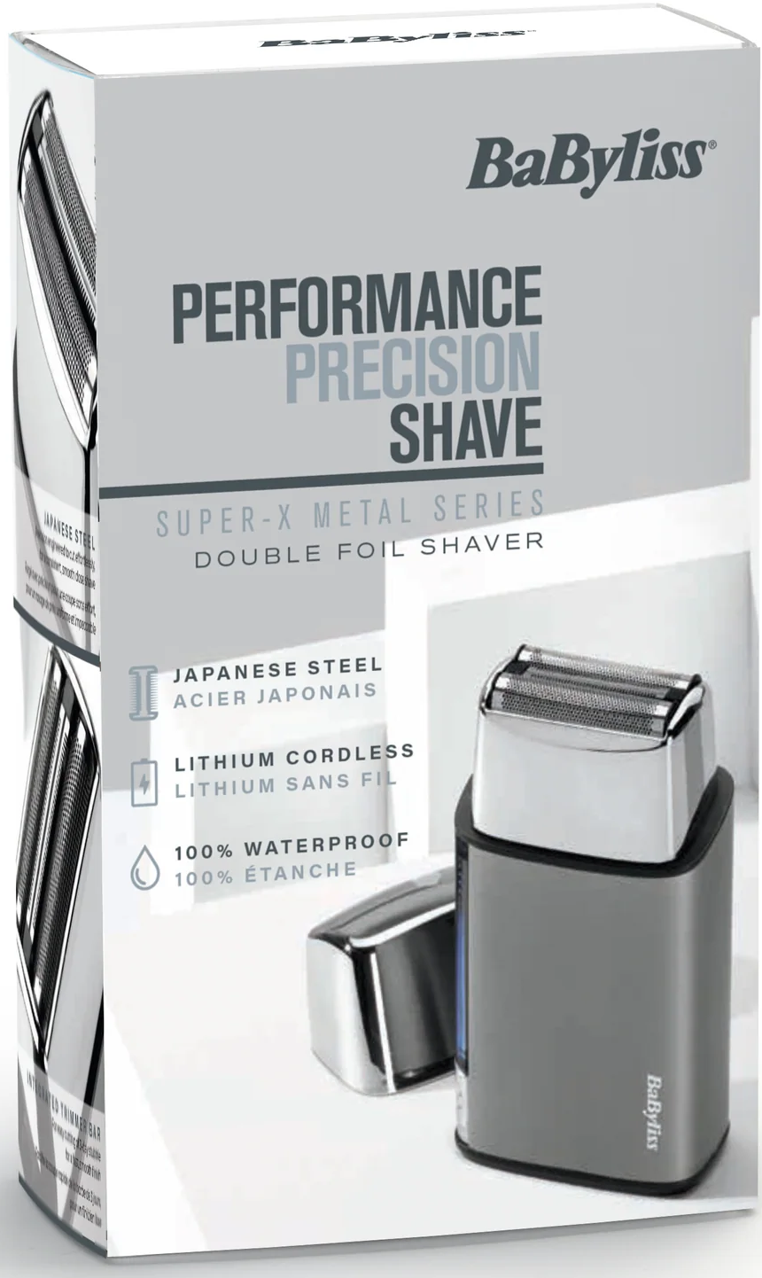 Rasoio BaByliss Performance Precision Shave a lamina con acciaio giapponese, cordless al litio, 100% impermeabile.