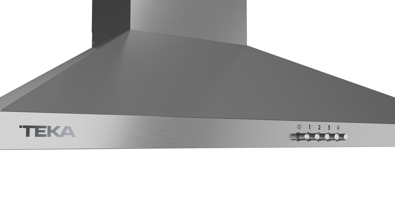 Campana extractora de acero inoxidable con controles y logo TEKA.