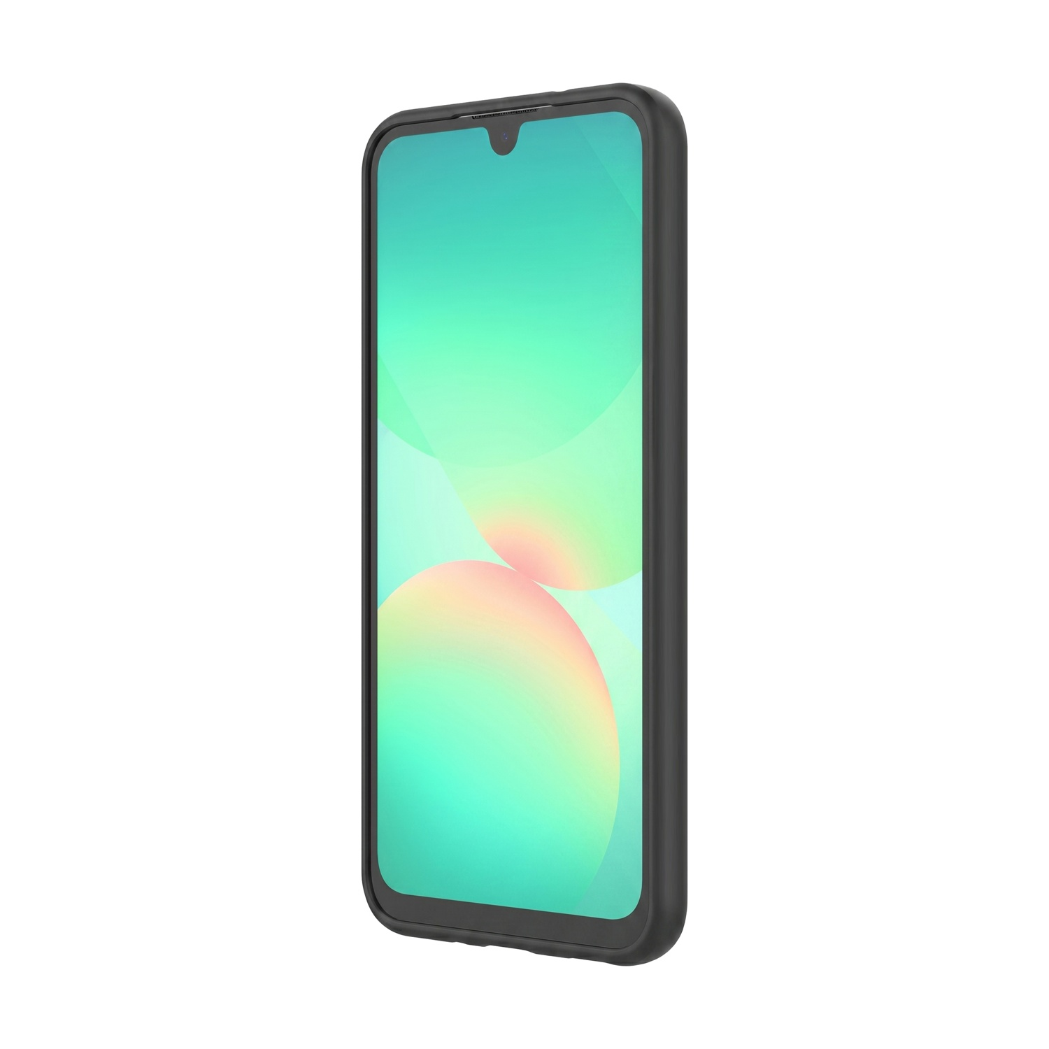 Uno smartphone nero con un gradiente sullo schermo.