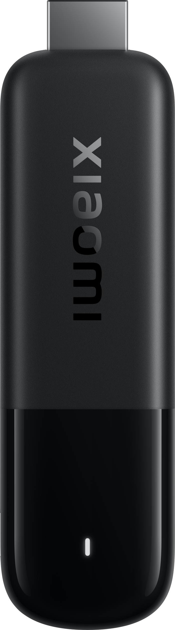 Ein schwarzer USB-Stick mit dem Xiaomi-Logo und einer kleinen weißen Leuchte.