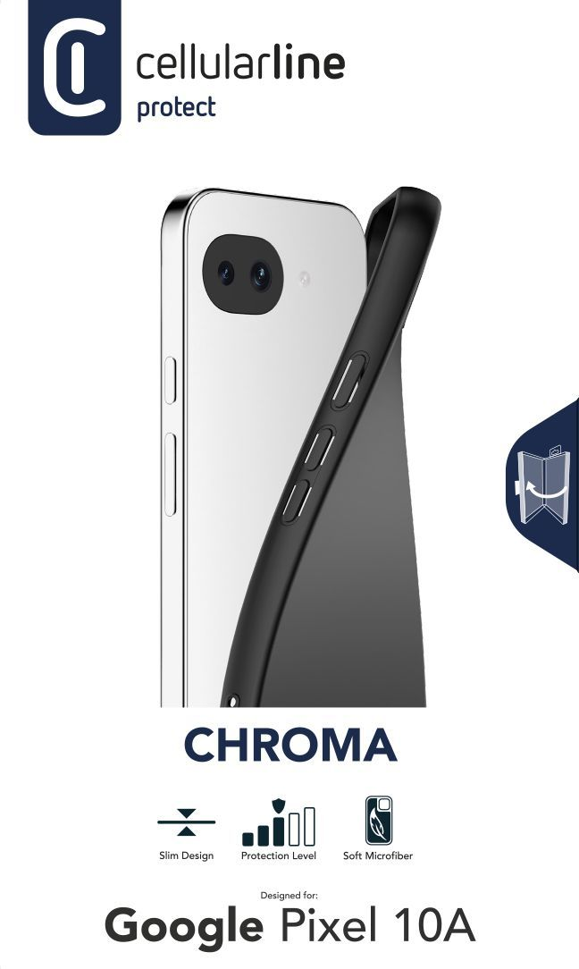 Schwarze Hülle für Google Pixel 10A mit "CHROMA" Aufschrift.