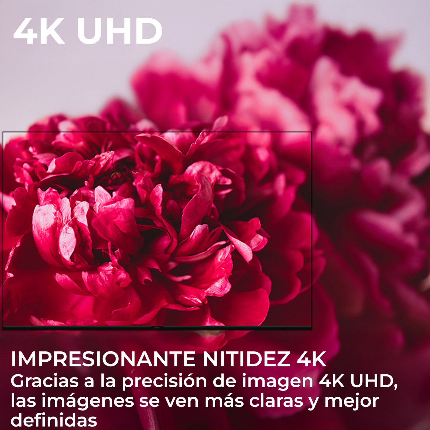 4K UHD — Impresionante nitidez 4K — Gracias a la precisión de imagen 4K UHD, las imágenes se ven más claras y mejor definidas